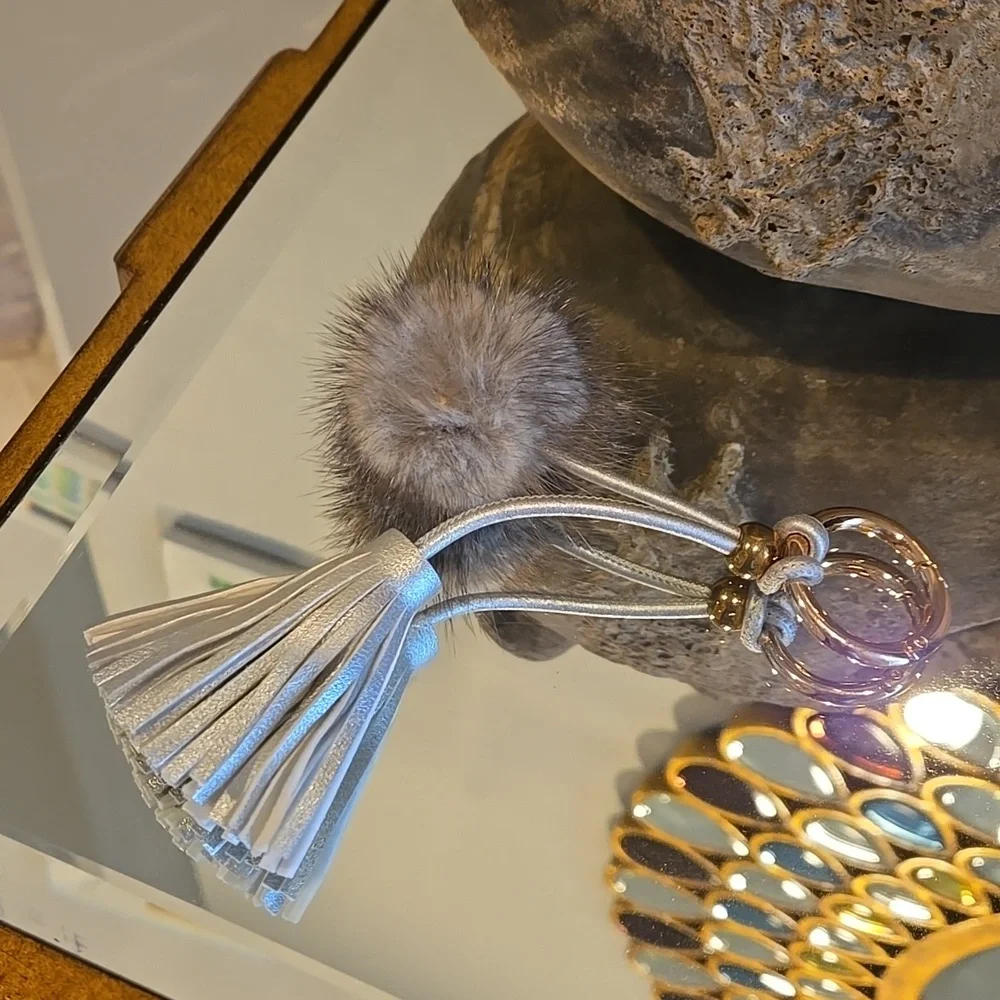Mink keychain keyring. Just 1. Genuine mink puff...nwot